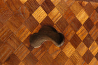 チェック柄の寄木細工が映える可愛らしい箱根細工の小箪笥　BB2171
