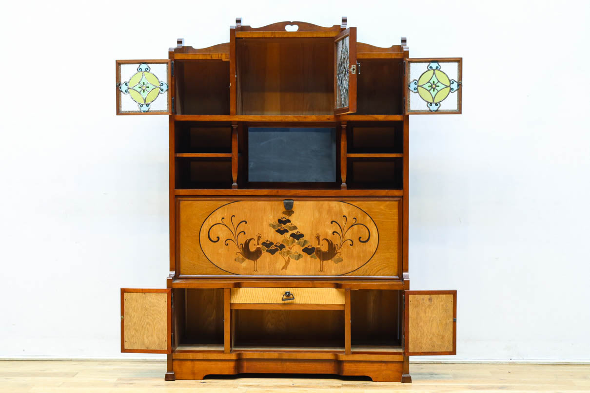 国産ステンドグラスが煌めく魅力的な造りのライティングビューロー　BB3114