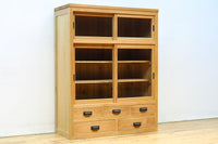 幅900ミリ!! 温かみのある木地色のレトロガラスケース　BB3115