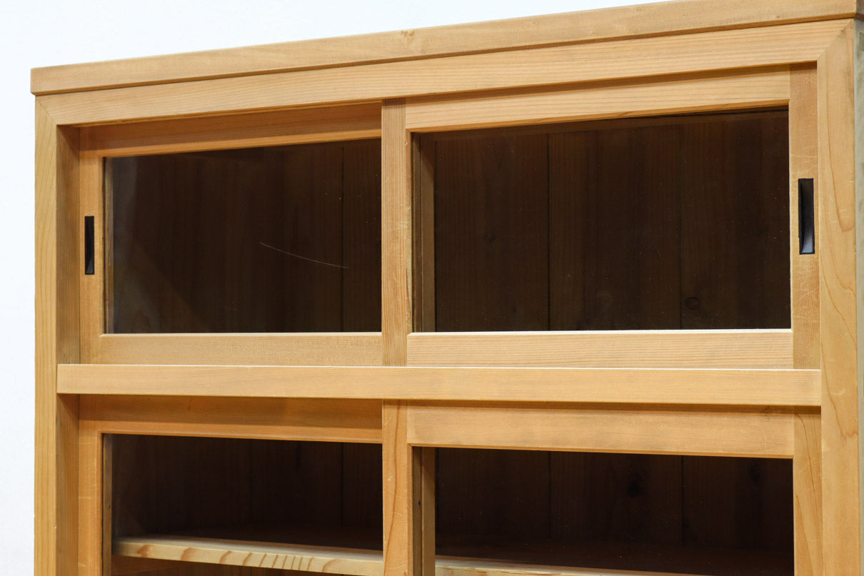 幅900ミリ!! 温かみのある木地色のレトロガラスケース　BB3115