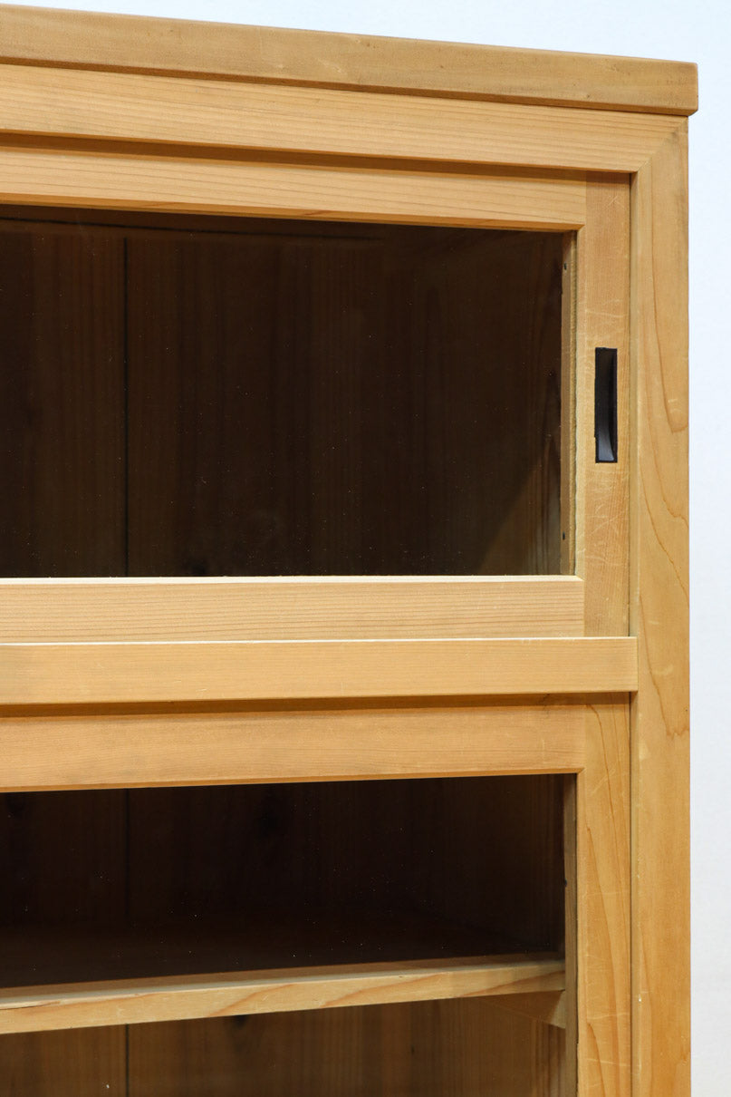 幅900ミリ!! 温かみのある木地色のレトロガラスケース　BB3115