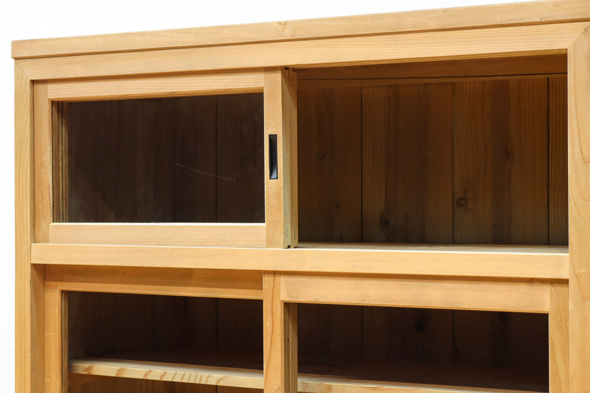 幅900ミリ!! 温かみのある木地色のレトロガラスケース　BB3115