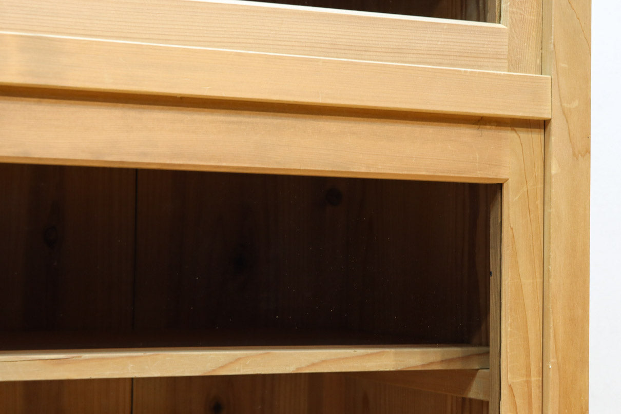 幅900ミリ!! 温かみのある木地色のレトロガラスケース　BB3115