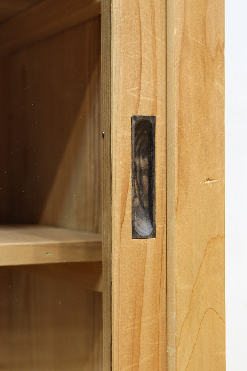 幅900ミリ!! 温かみのある木地色のレトロガラスケース　BB3115