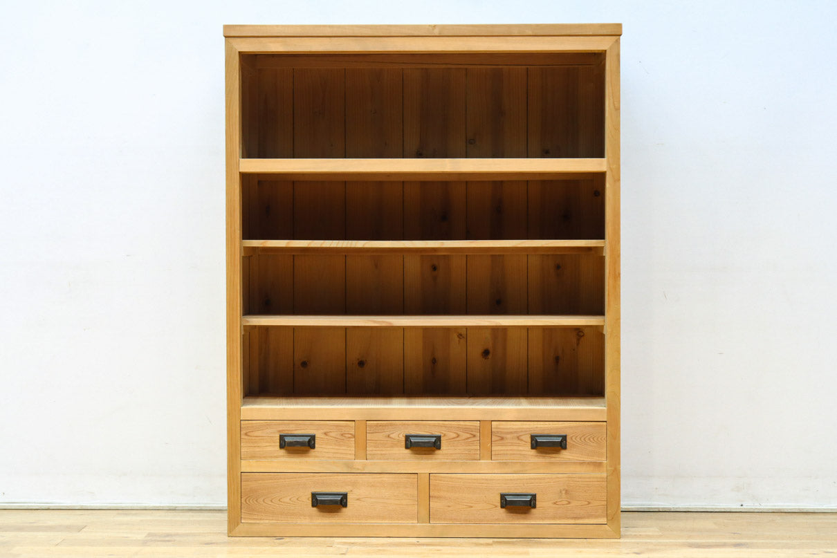 幅900ミリ!! 温かみのある木地色のレトロガラスケース　BB3115