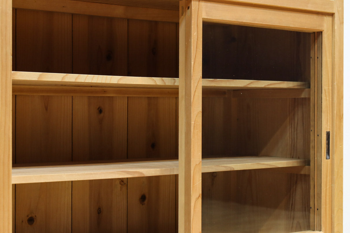 幅900ミリ!! 温かみのある木地色のレトロガラスケース　BB3115