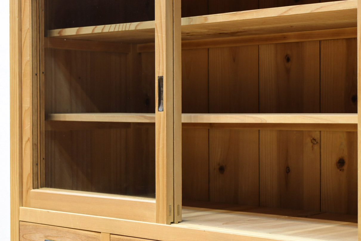 幅900ミリ!! 温かみのある木地色のレトロガラスケース　BB3115