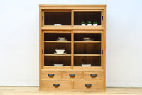 幅900ミリ!! 温かみのある木地色のレトロガラスケース　BB3115