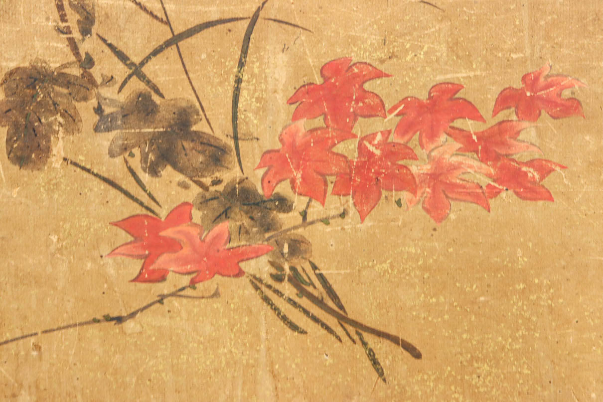 歴史ある味わい深いふすま絵の飛騨地方茶箪笥　BB3116