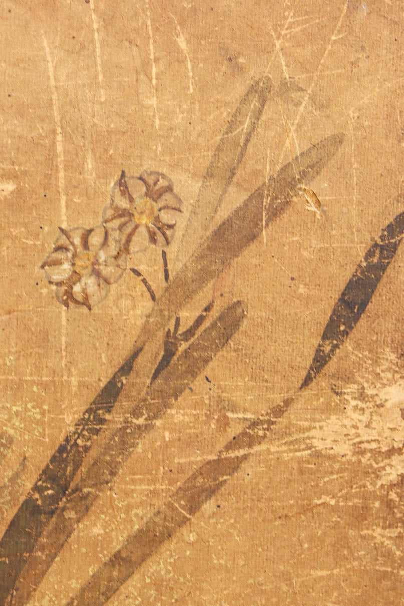 歴史ある味わい深いふすま絵の飛騨地方茶箪笥　BB3116