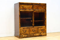 美しいけやきと黒柿杢目の風情溢れる極上茶箪笥　BB3117