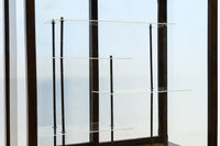 タイル細工を施したレトロ感溢れる稀少アンバー色ガラス4面ショーケース　BB3124