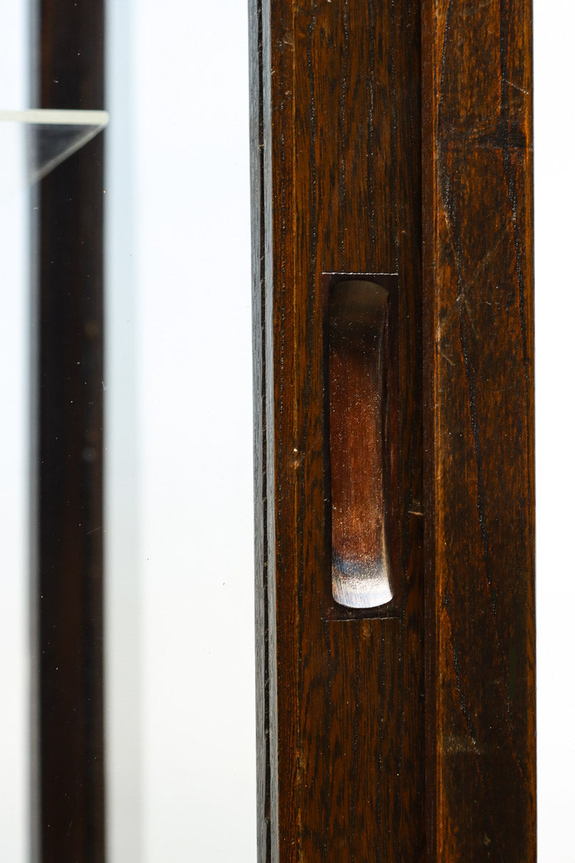 タイル細工を施したレトロ感溢れる稀少アンバー色ガラス4面ショーケース　BB3124