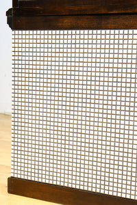 タイル細工を施したレトロ感溢れる稀少アンバー色ガラス4面ショーケース　BB3124