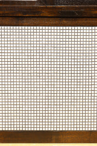 タイル細工を施したレトロ感溢れる稀少アンバー色ガラス4面ショーケース　BB3124