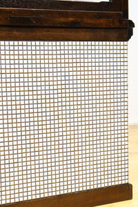 タイル細工を施したレトロ感溢れる稀少アンバー色ガラス4面ショーケース　BB3124