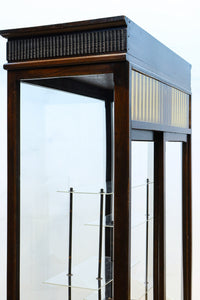 タイル細工を施したレトロ感溢れる稀少アンバー色ガラス4面ショーケース　BB3124