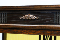 タイル細工を施したレトロ感溢れる稀少アンバー色ガラス4面ショーケース　BB3124