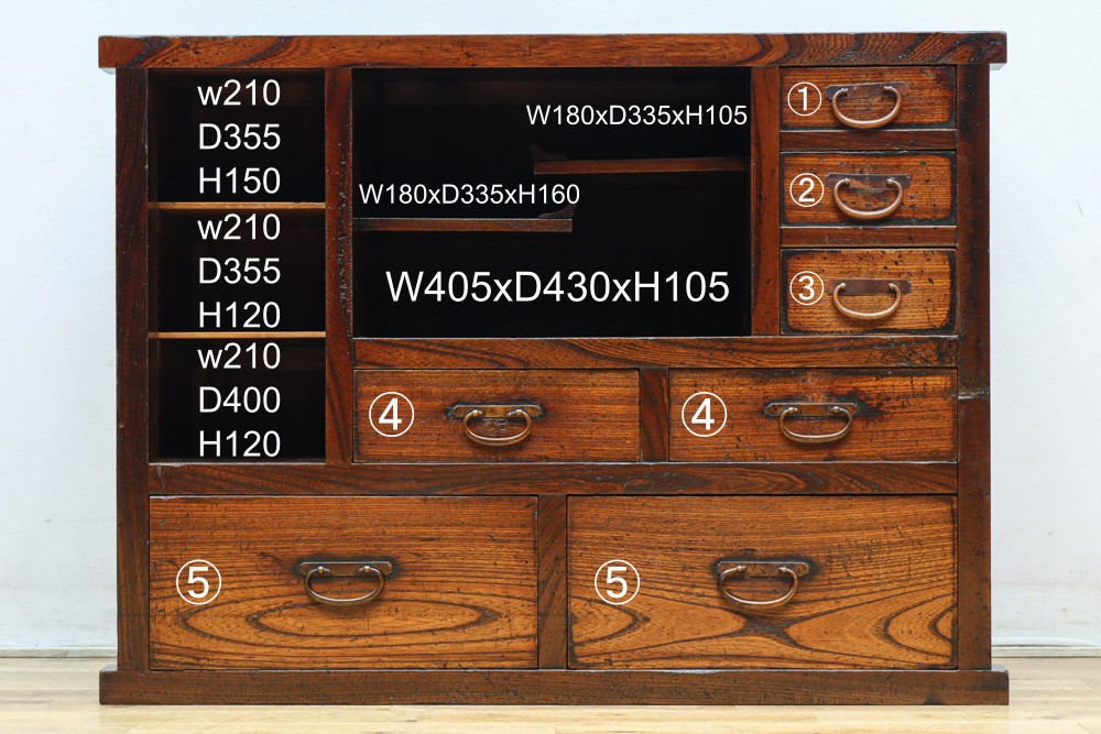 艶みある古色の色彩で風情溢れる前面総欅茶箪笥 BB3134 – 古福庵