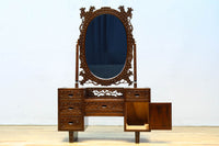 桜の彫刻模様で華やかな軽井沢彫鏡台　BB3145