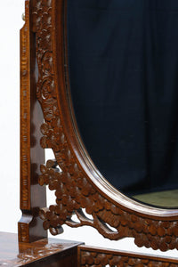 桜の彫刻模様で華やかな軽井沢彫鏡台　BB3145