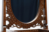 桜の彫刻模様で華やかな軽井沢彫鏡台　BB3145