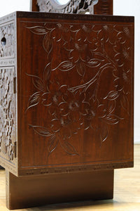 桜の彫刻模様で華やかな軽井沢彫鏡台　BB3145