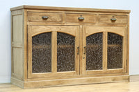 花模様のプレスガラスが可愛らしい木地色のガラスケース　BB3149