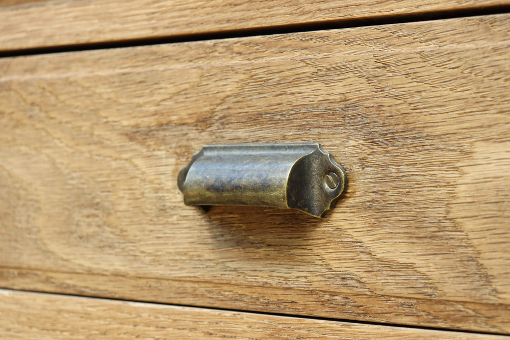 花模様のプレスガラスが可愛らしい木地色のガラスケース　BB3149