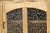 花模様のプレスガラスが可愛らしい木地色のガラスケース　BB3149