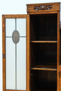 木枠デザインや蛇腹戸造りがお洒落なレトロ本棚　BB3150