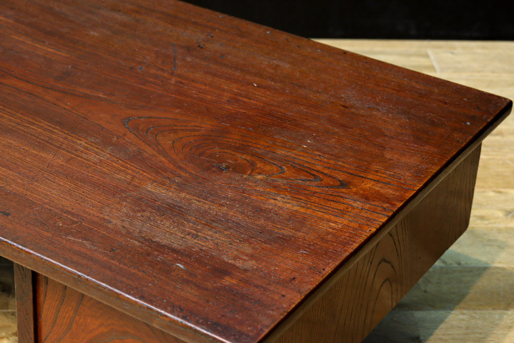 江戸時代！！天板両端に小引き出しを備えたケヤキ文机 BB3159 – 古福庵