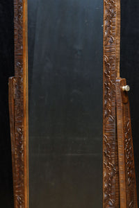 桜模様で飾られた美しい軽井沢彫りの姿見　BB3160