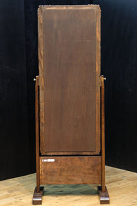 桜模様で飾られた美しい軽井沢彫りの姿見　BB3160