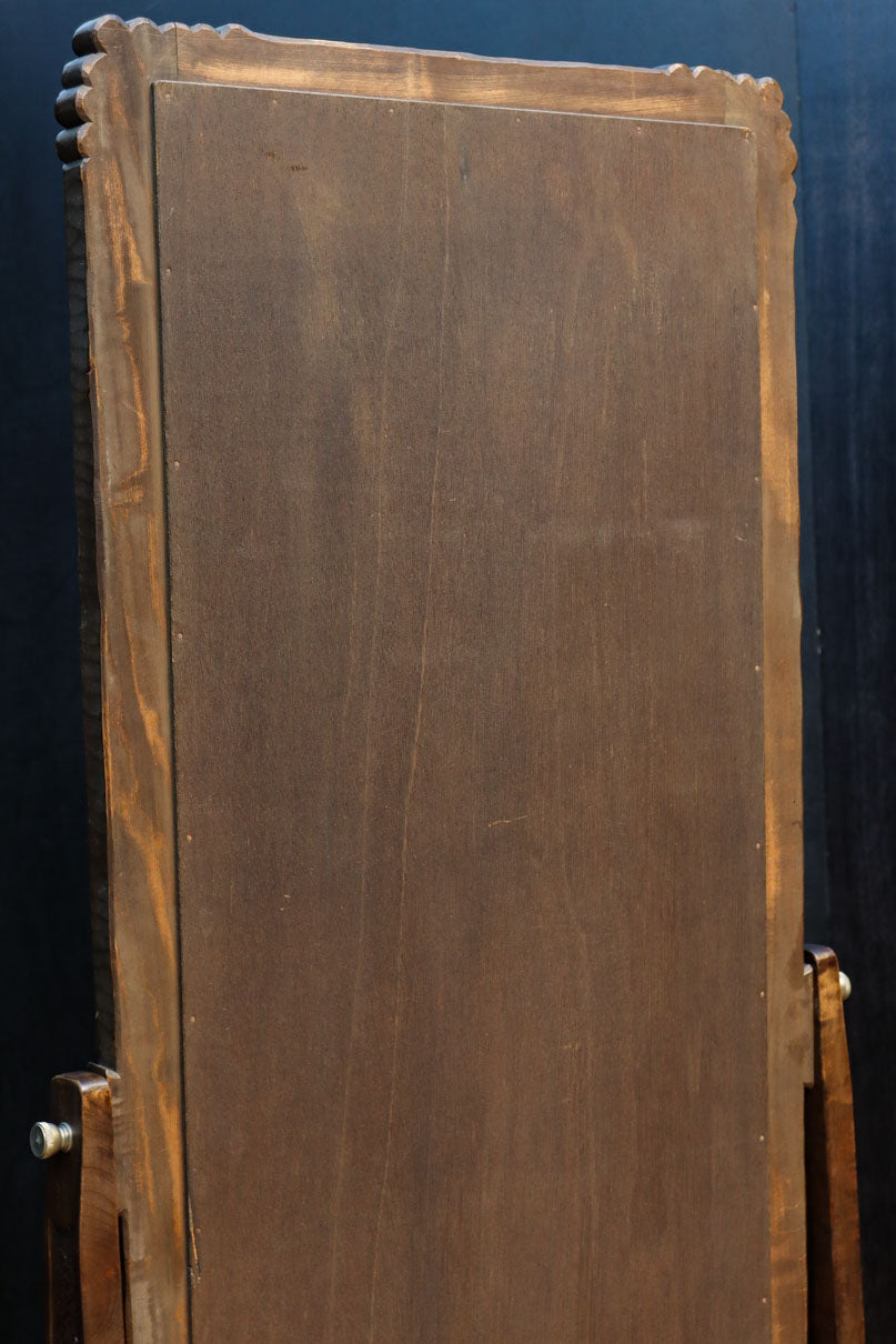 桜模様で飾られた美しい軽井沢彫りの姿見　BB3160