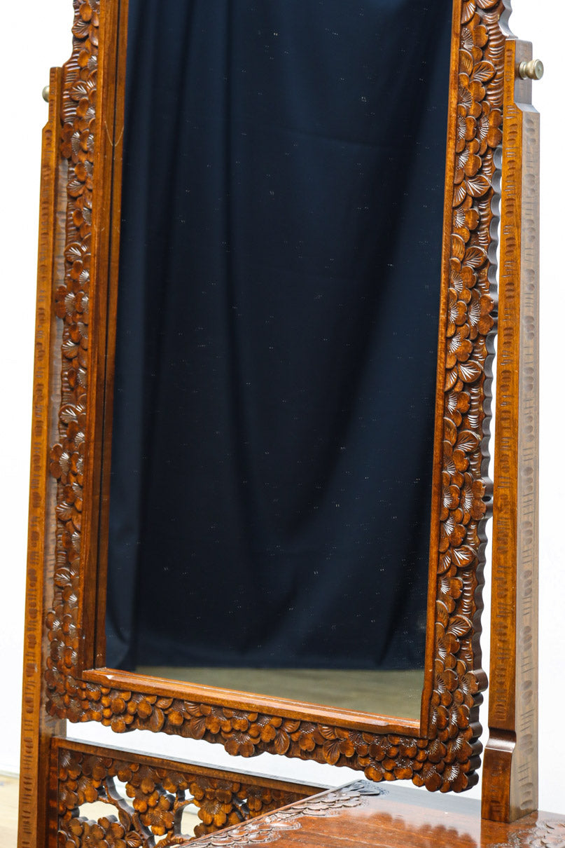 軽井沢彫りの上品な桜模様が浮かぶ鏡台　BB3164