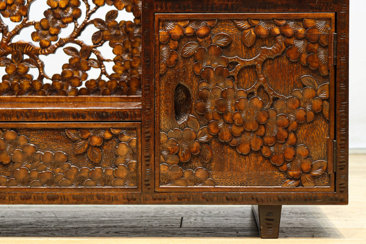 軽井沢彫りの上品な桜模様が浮かぶ鏡台　BB3164