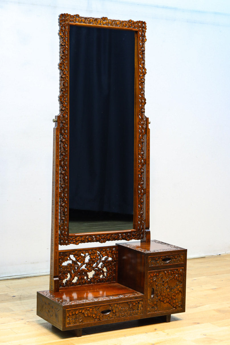 軽井沢彫りの上品な桜模様が浮かぶ鏡台　BB3164