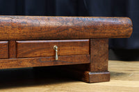 味わいが滲む欅一枚板の貫禄漂う両面使い文机　BB3167