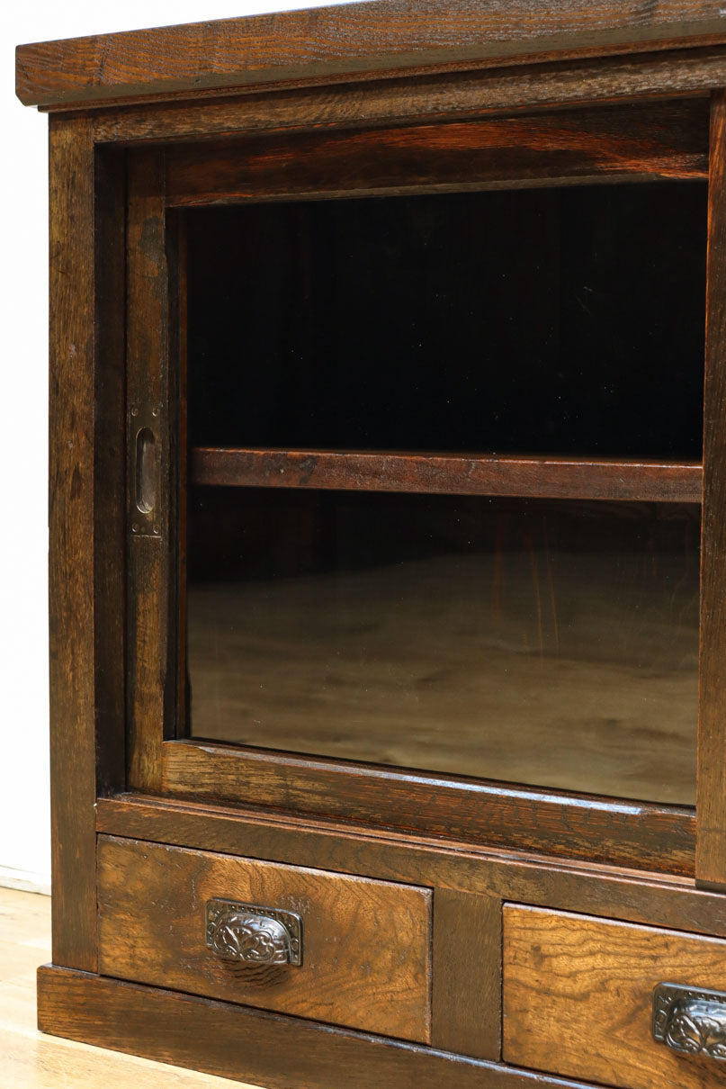 幅1076ミリ　ゆらゆらガラスの温かみあるレトロガラスケース　BB3178