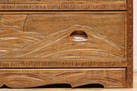 桜の木が引き出し前面に美しく描かれた軽井沢彫りの鏡台　BB3236