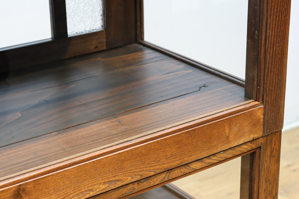 昭和レトロ!! タイルの細工がお洒落なオークガラスケース　BB3237