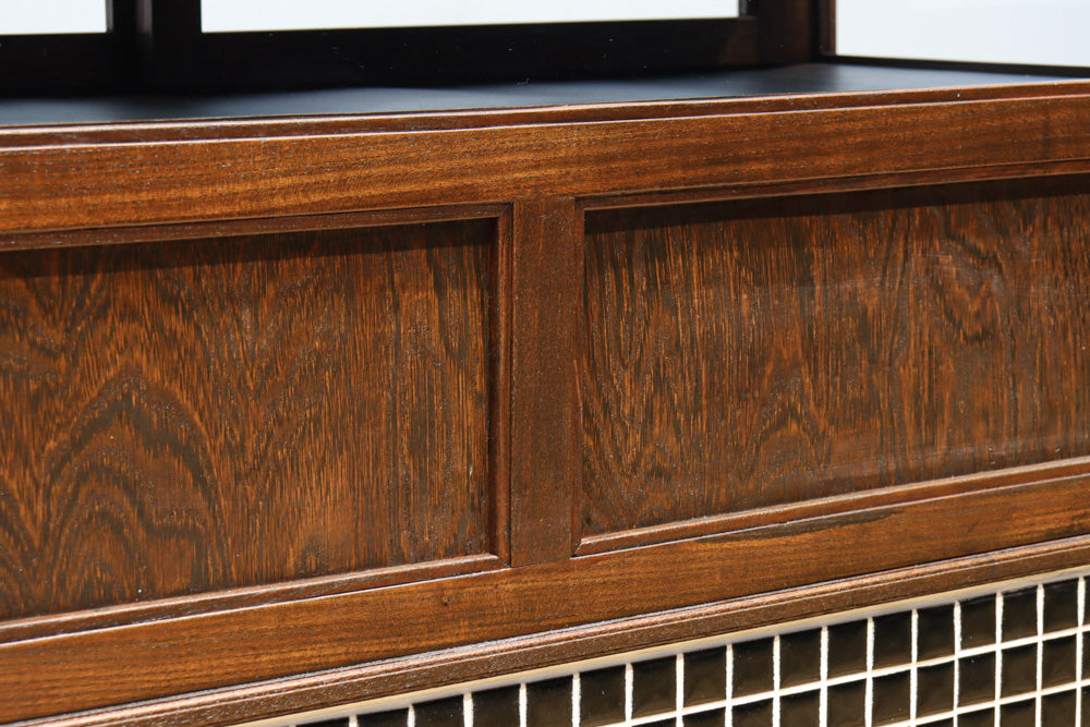 昭和レトロ!! タイルの細工がお洒落なオークガラスケース　BB3237