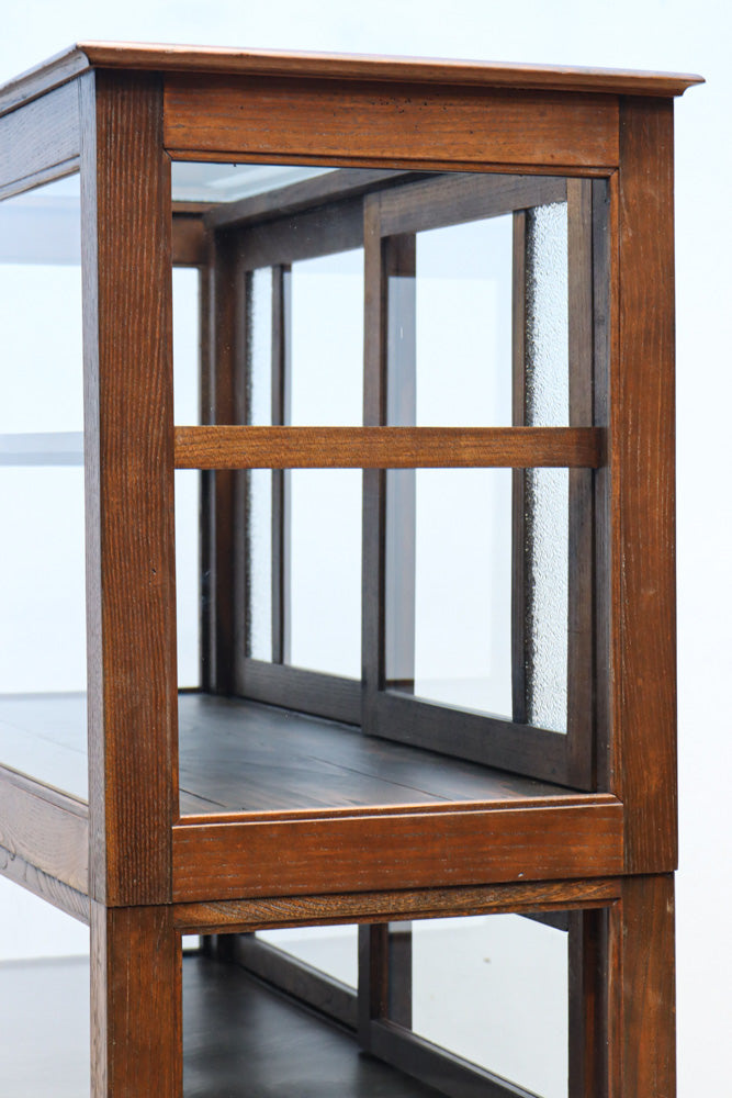 昭和レトロ!! タイルの細工がお洒落なオークガラスケース　BB3237