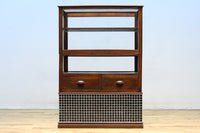 昭和レトロ!! タイルの細工がお洒落なオークガラスケース　BB3237