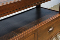 昭和レトロ!! タイルの細工がお洒落なオークガラスケース　BB3237