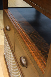 昭和レトロ!! タイルの細工がお洒落なオークガラスケース　BB3237