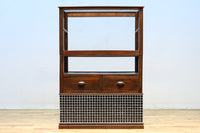 昭和レトロ!! タイルの細工がお洒落なオークガラスケース　BB3237