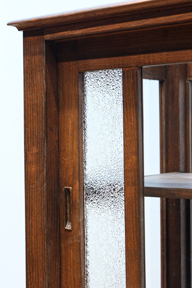 昭和レトロ!! タイルの細工がお洒落なオークガラスケース　BB3237