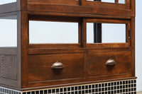 昭和レトロ!! タイルの細工がお洒落なオークガラスケース　BB3237